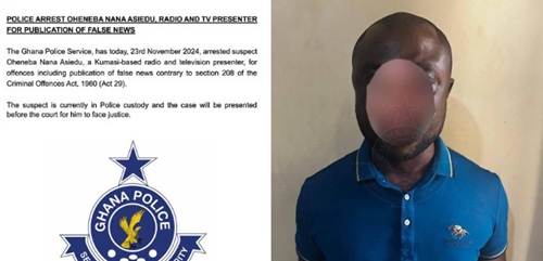 Police arrest Wontumi TV and Radio presenter for alleged false news about elections  