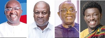Dr Mahamudu Bawumia, John Dramani Mahama, Alan Kyerematen, Nana Kwame Bediako 