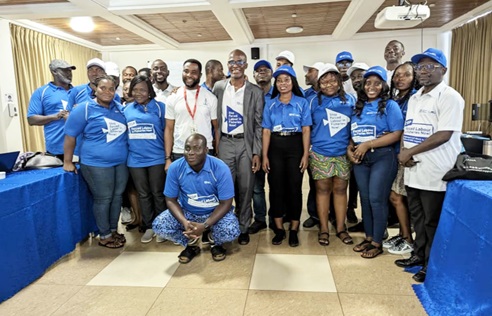Participants with Emmanuel Kwame Mensah (middle, standing), National Project Coordinator