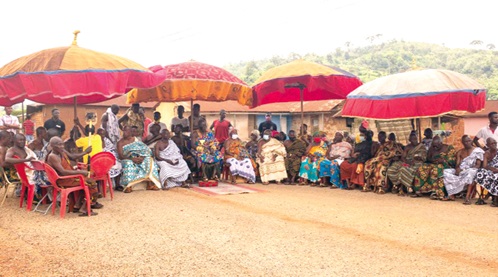 Durbar of Chiefs led by Nana Tabiri Gyansah III (arrowed), Omanhene of Mpasaso No.1 Traditional Area 
