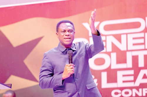 Apostle Eric Nyamekye, Chairman of the Church of Pentecost, speaking at the Younger Generation Politicians and Leaders Conference