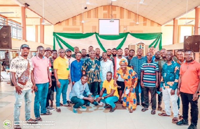 National executive of the Ghana National Association of Small-Scale Miners with stakeholders that attended the public forum