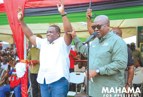  Former President John Mahama introducing Sam Nartey George, NDC parliamentary candidate for Ningo-Prampram