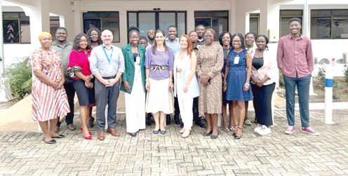 Participants in the media cafe and officials of UNICEF Ghana Office