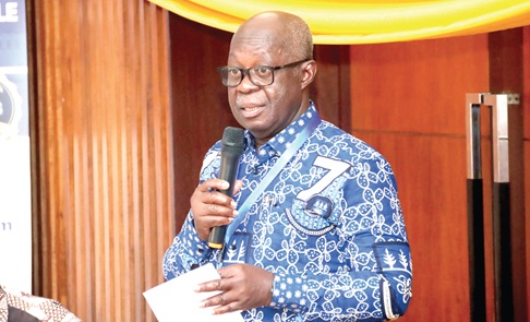 Prof. Kwadwo Ansah Koram (right), delivering the lecture. Picture: ELVIS NII NOI DOWUONA 