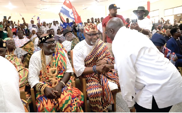 Dr Mahamudu Bawumia exchanging pleasantries with some of the chiefs.