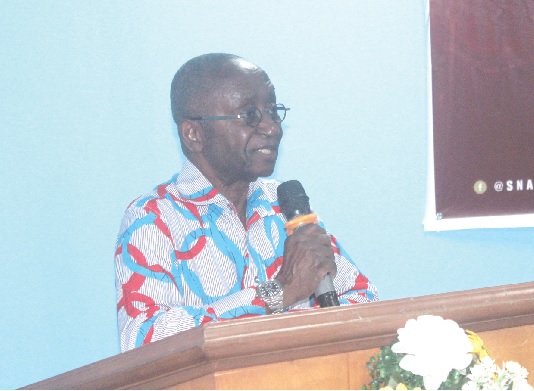 Dr Kwaku Aning, Board Chairman, GAEC, addressing participants in the lecture. Picture: ERNEST KODZI