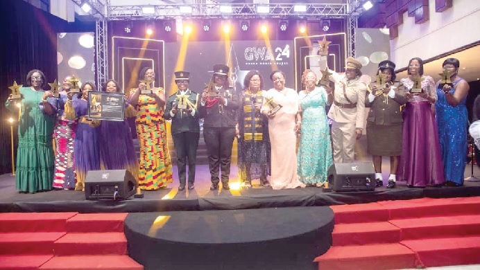 Madam Belinda Doris Arkorful (in Kente sash), the CEO of Linda Dor, with some of the awardees  after the event 