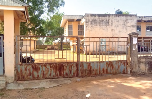 The locked entrance to the premises housing the High and Circuit courts in Bolgatanga