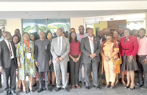 Dr Patrick Kuma-Aboagye (arrowed), Director-General, Ghana Health Service, with some officials and participants in the event in Accra 