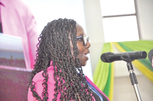 A section of the participants listening to Professor Dorothy Yeboah Manu (inset), Director of the Noguchi Memorial Institute for Medical Research, at the opening of the conference