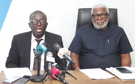  Appiah Kusi Adomako, West African Regional Director, CUTS International, Accra, addressing the press. With him is Koffi Kapito (right), CEO, Consumer Protection Agency. Picture: ELVIS NII NOI DOWUONA