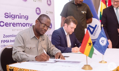 Dr Joseph Siaw Agyepong (left), Executive Chairman, Jospong Group, and Markus Maierhofer (right), Chief Executive Officer, FIMA Industries GmbH, signing the agreement