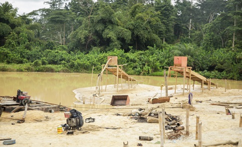A galamsey site in the Twifo Atti Mokwa District A galamsey site in the Twifo Atti Mokwa District