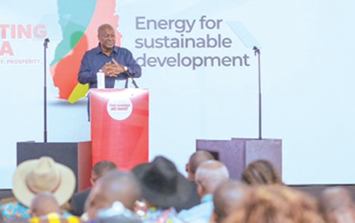 Former President John Mahama addressing players in the country’s energy industry at the Energy Sector Forum in Accra