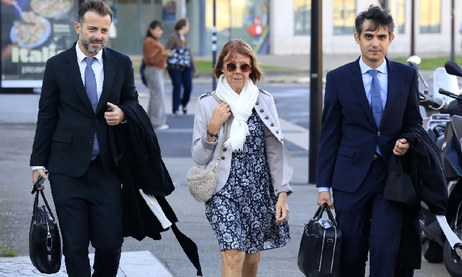 Gisèle Pelicot and her lawyers arrive at the criminal court in Avignon on Tuesday