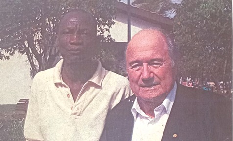 John B.K Amoah (left) and Sepp Blatter, former FIFA President, at the Ghana 2008 AFCON