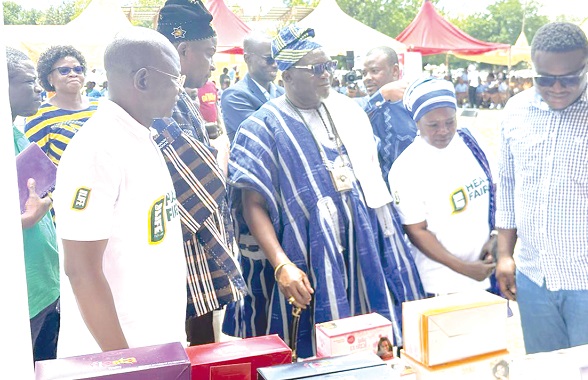 The dignitaries at one of the exhibition stands
