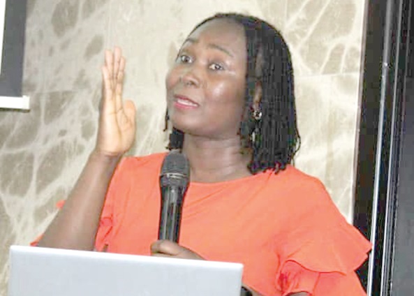 Dr Monica Lambong-Quayefio speaking during the presentation of the review on Youth Employment Policies