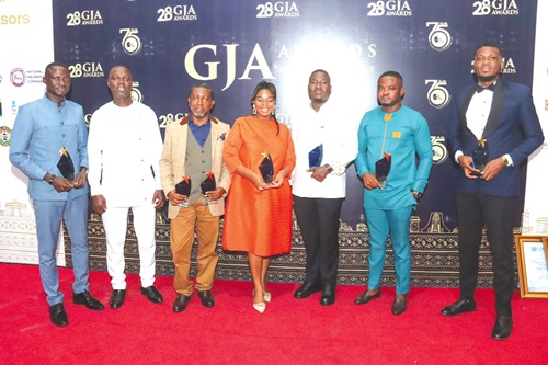 Graphic Communications Group Ltd team with their awards after the 28th GJA Awards ceremony. Picture: ELVIS NII NOI DOWUONA