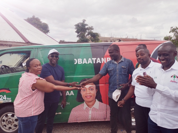 Former BOST MD Awuah-Darko donates van and party paraphernalia to Juaben NDC