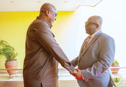 President John Mahama (left) welcoming President Azali Assoumani of Comoros to the Jubilee House