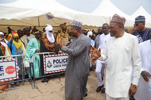 President John Mahama (2nd from right) being accompanied by Rashid Pelpuo (right), Minister of Labour, Jobs and Employment, to exchange pleasantries with some of the guests to mark the 2025 Eid-ul-Fitr at the Black Star Square in Accra. Picture: SAMUEL TEI ADANO President John Mahama (2nd from right) being accompanied by Rashid Pelpuo (right), Minister of Labour, Jobs and Employment, to exchange pleasantries with some of the guests to mark the 2025 Eid-ul-Fitr at the Black Star Square in Accra. Picture: SAMUEL TEI ADANO