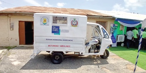 One of the modified mini tricycle ambulances for transporting emergency cases in remote areas