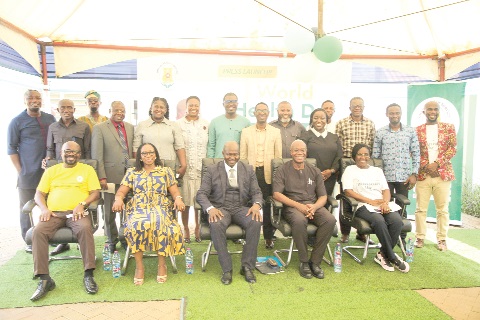 Samuel Kaba Akoriyea (middle), Director-General, Ghana Health Service, with Frank Lule (2nd from right), World Health Organisation Country Representative, and some officials. Picture: CALEB VANDERPUYE 