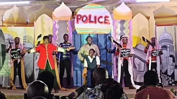 The play, pictured during a previous performance, mirrors some of Kenya's pressing problems