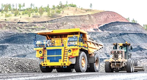 Heavy duty machinery at a mining site