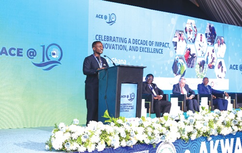  Dr Kojo Appiah, Chairman and Co-founder of Africa Network Incorporation, delivering an address as the guest speaker at the ACE Conference. Picture: BENEDICT OBUOBI