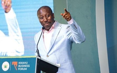 Alexander Afenyo-Markin, Minority Leader,   speaking at the forum 