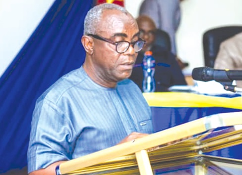 Dr Jethro W. Brooks Jr, acting VC of  Regional Maritime University­, addresing the launch