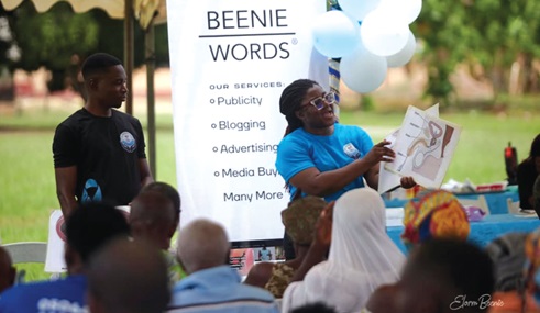 Bridget Letsa, a nurse, taking patrons through prostate cancer awareness