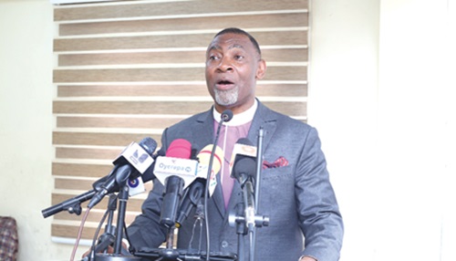  Dr Lawrence Tetteh addressing the press conference in Accra. Picture: BENEDICT OBUOBI