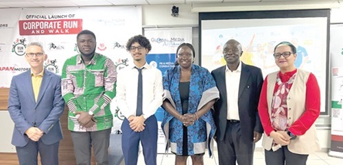 Key stakeholders at the launch of the 2025 Corporate Run and Walk, promoting workplace wellness and fitness