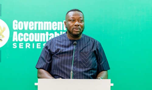 George Opare Addo, Minister of Youth Development and Empowerment, taking his turn at the government accountability series