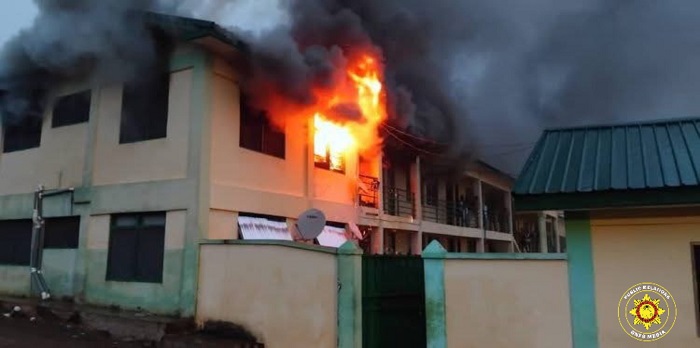 Fire Service contains outbreak at Oyoko Methodist SHS; Housemaster's apartment destroyed