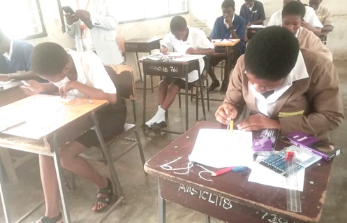 A section of the candidates of the  Accra High School sketching their projects