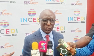 Prof. Kwame Akyeampong, Professor of International Education and Development, addressing the media