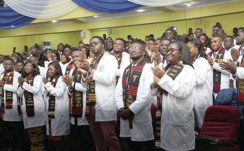 The newly inducted medical and dental practitioners at the ceremony. Picture: BENEDICT OBUOBI