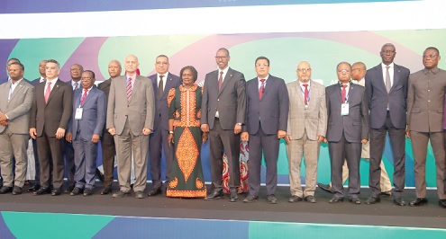 Prof. Naana Jane Opoku-Agyemang (middle), Vice-President, with Ibrahim Adem Farah (6th from right), Deputy Prime Minister, Federal Democratic Republic of Ethiopia; Carlos Vila Nova (5th from left), President of São Tomé and Príncipe; Fifi Fiavi Kwetey (right), General-Secretary, National Democratic Congress, and other dignitaries. Picture: ELVIS NII NOI DOWUONA 