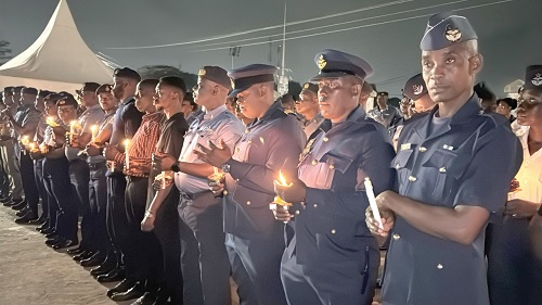 Some military officers and dignitaries holding a vigil at the  Methodist Park at Sekondi, Western Region  
