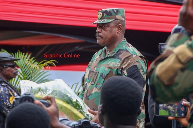 Lt Gen. William Agyapong, Chief of the Defence Staff, laying a wreath on behalf of the Ghana Armed Forces
