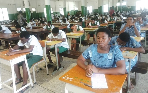 Candidates of the Odorgonno Senior High School and the Lapaz Community SHS writing the WASSCE