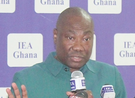 Martin Kwaku Ayisi (left), CEO, Minerals Commission, speaking at the roundtable. Picture: ERNEST KODZI 