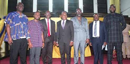 Prof. Samuel Nii Ardey Codjoe (middle), Provost, UG College of Education, with the celebrants. Picture: ERNEST KODZI 