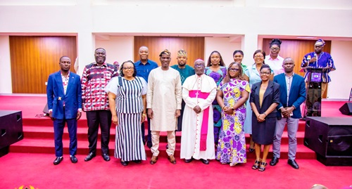 Haruna Iddrisu (4th from right), Education Minister, with the governing Council of  St Louis College of Education, one of the 10 colleges, after the inaugural ceremony