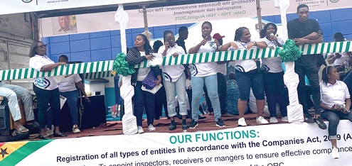Some officials of the ORC addressing the public as they embarked on the float